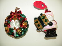 Holiday Wreath & Santa Claus Ornament